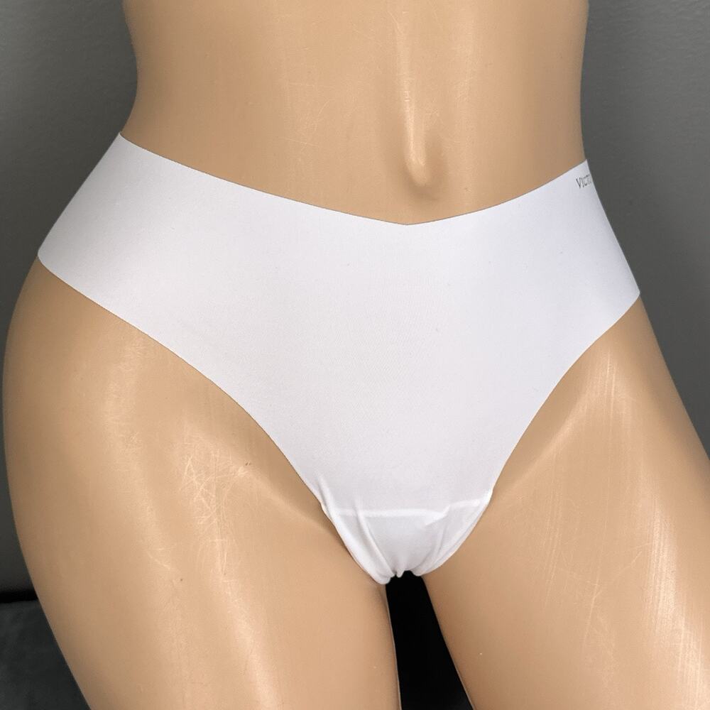 Victoria's Secret Thong Panties Size Medium Underwear No Show Raw Cut White New